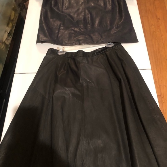 WYETH by TODD MAGILL large ultra soft leather midi circle skirt ••ON TREND - Picture 3 of 13